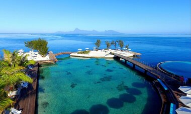 Te Moana Tahiti Resort view of Moorea in the distance.